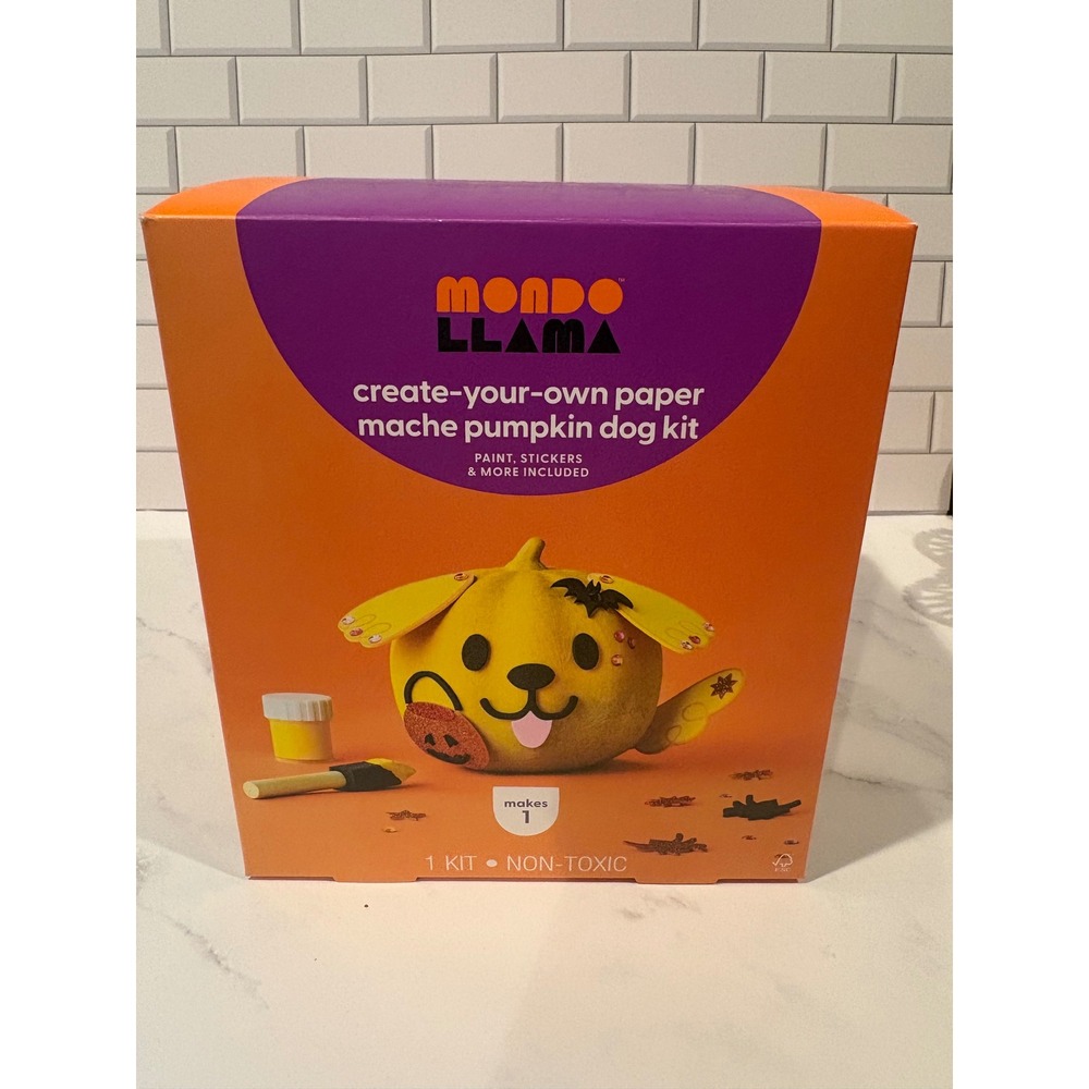 Mondo Llama Create Your Own Paper Mache Pumpkin Dog Kit Halloween Craft DIY New